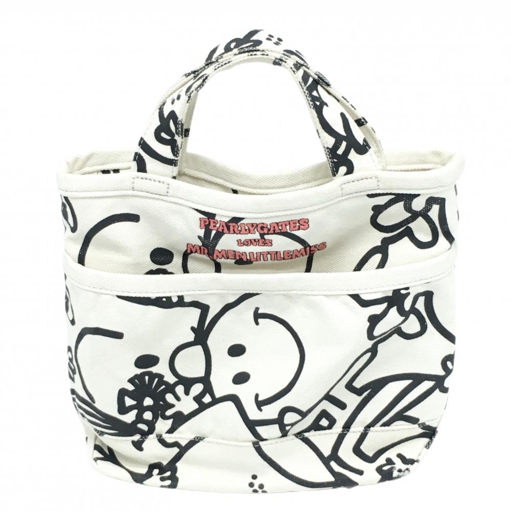パーリーゲイツ×MR.MEN LITTLE MISS カートバッグ 白×黒 総柄 ゴルフ PEARLY GATES