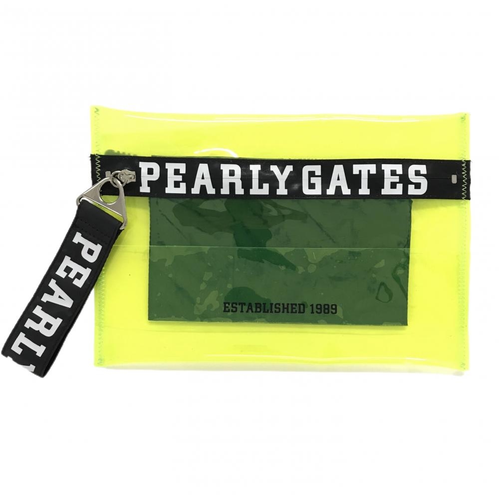 パーリーゲイツ クラッチバッグ イエロー×黒 クリア ポーチゴルフ PEARLY GATES