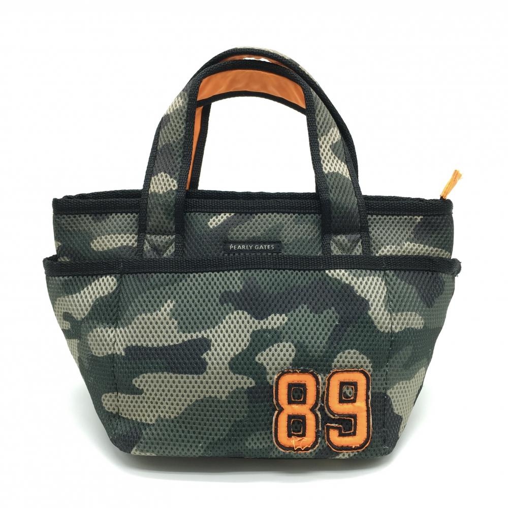 【美品】パーリーゲイツ カートバッグ グリーン系 カモフラ 迷彩 メッシュ調 内外ポケット ゴルフ PEARLY GATES