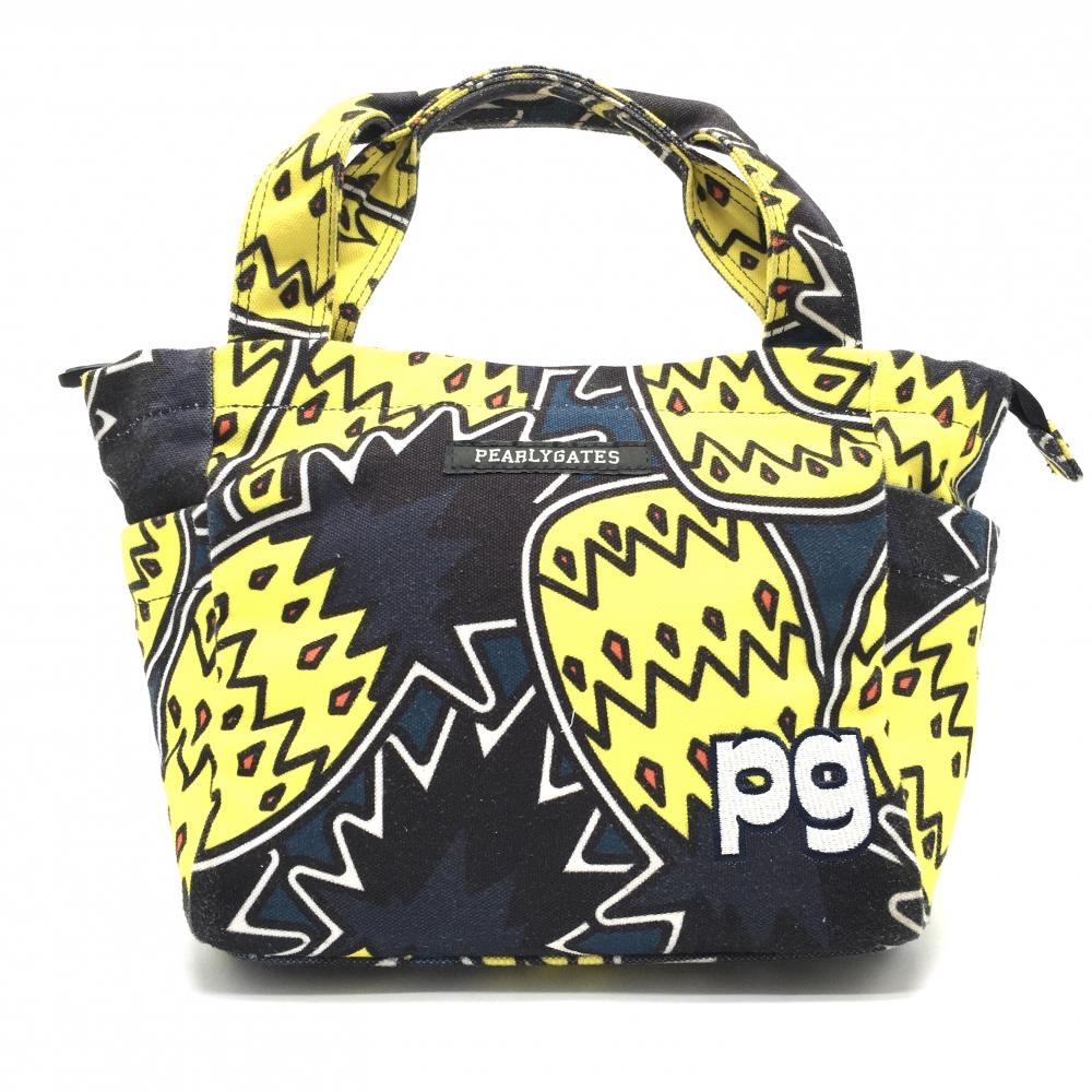 パーリーゲイツ カートバッグ ネイビー×イエロー 総柄 内サイドポケット ゴルフ PEARLY GATES