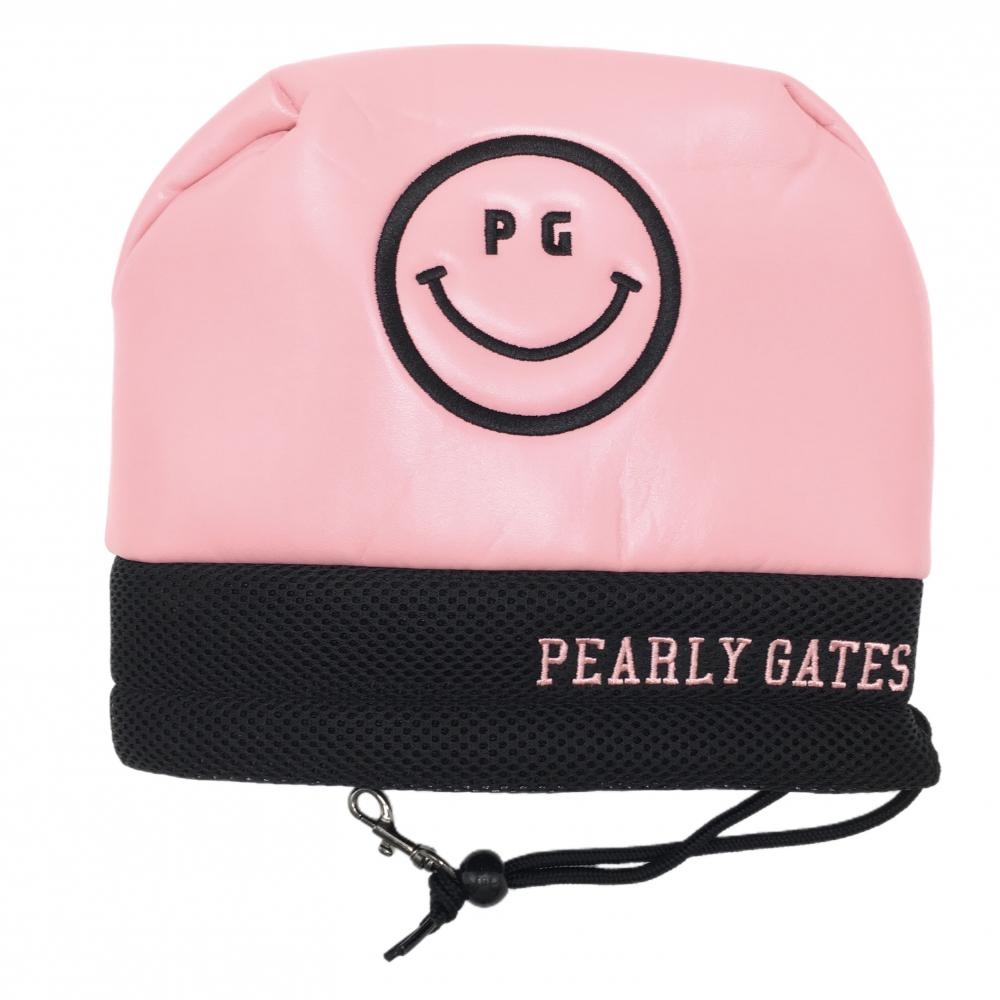 【超美品】パーリーゲイツ アイアンカバー ピンク×黒 ニコちゃん スマイル ヘッドカバーゴルフ PEARLY GATES