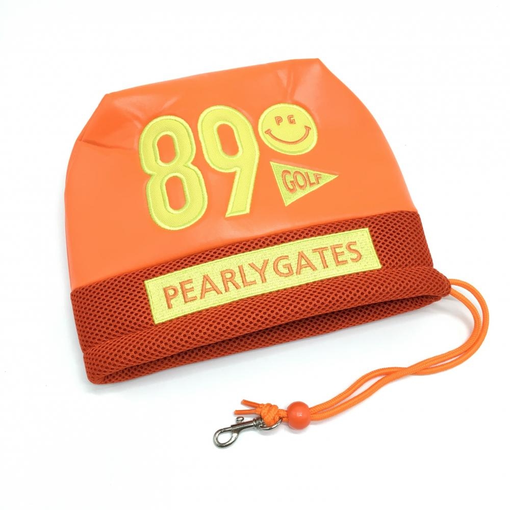 【超美品】パーリーゲイツ アイアンカバー オレンジ×イエロー ニコちゃん スマイル ヘッドカバーゴルフ PEARLY GATES
