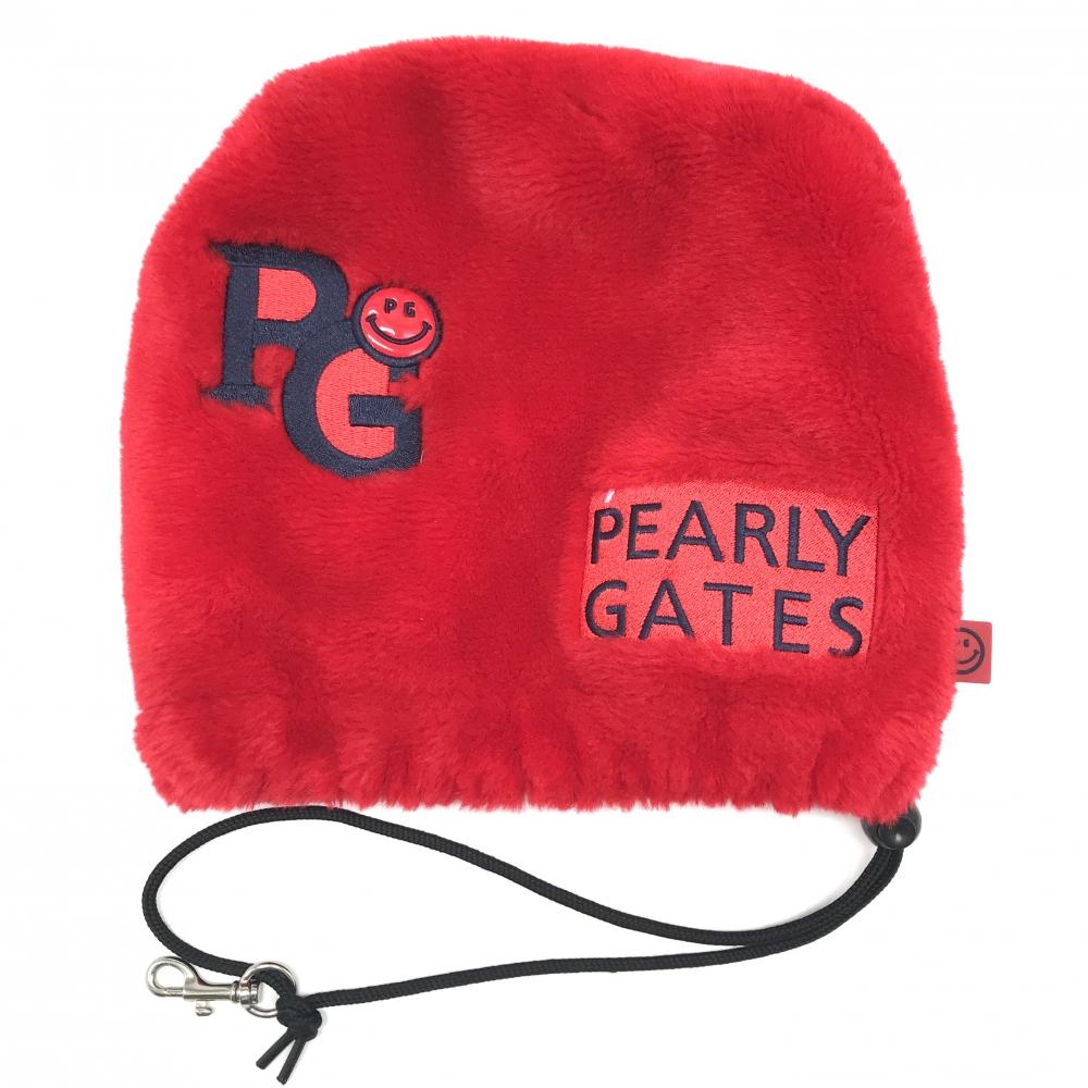 【超美品】パーリーゲイツ アイアンカバー レッド ボア ニコちゃん スマイル ヘッドカバー ゴルフ PEARLY GATES