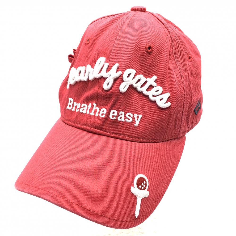 パーリーゲイツ×ニューエラ キャップ レッド×白 ロゴ刺しゅう FR  ゴルフウェア PEARLY GATES