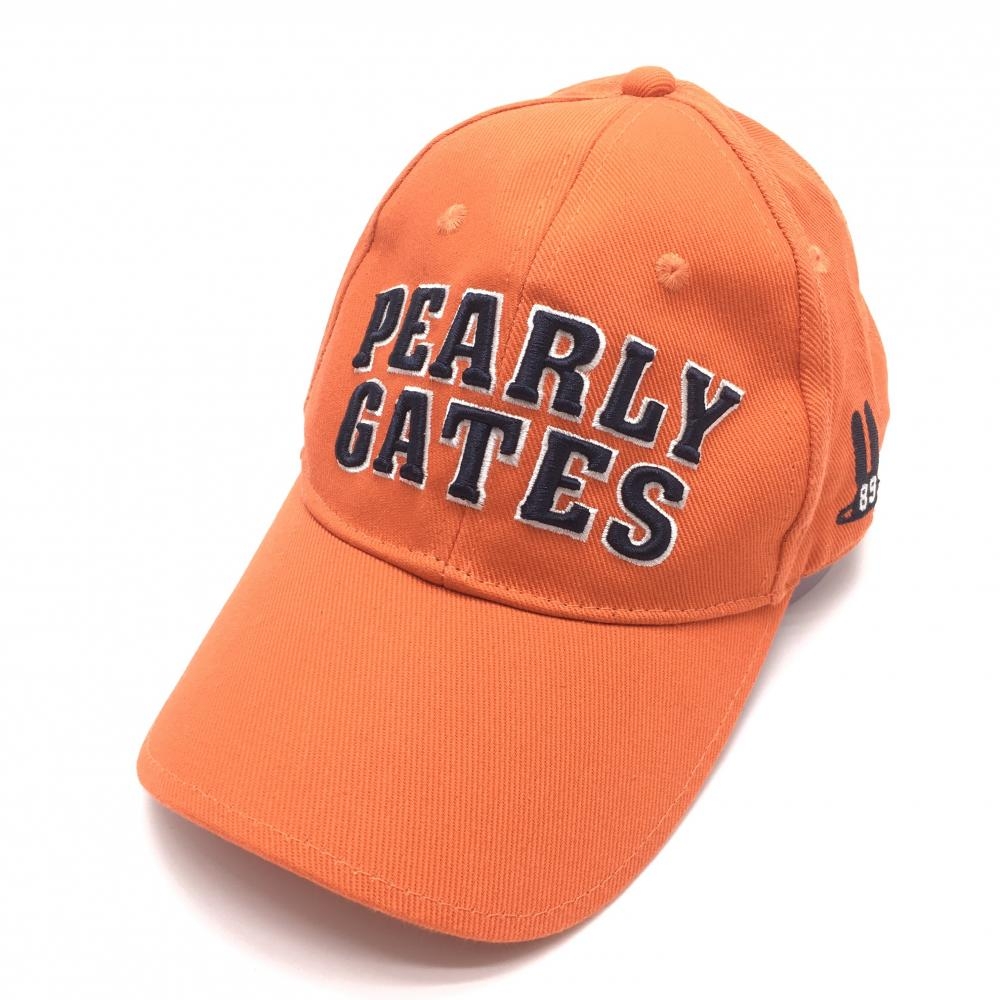 【超美品】パーリーゲイツ キャップ オレンジ×ネイビー 立体ロゴ刺しゅう FR  ゴルフウェア PEARLY GATES