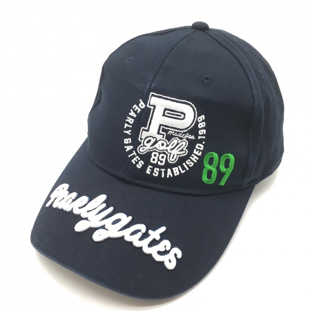 【美品】パーリーゲイツ キャップ ネイビー×白 30周年 裏地メッシュ 汗取りパッド付 FR  ゴルフウェア PEARLY GATES