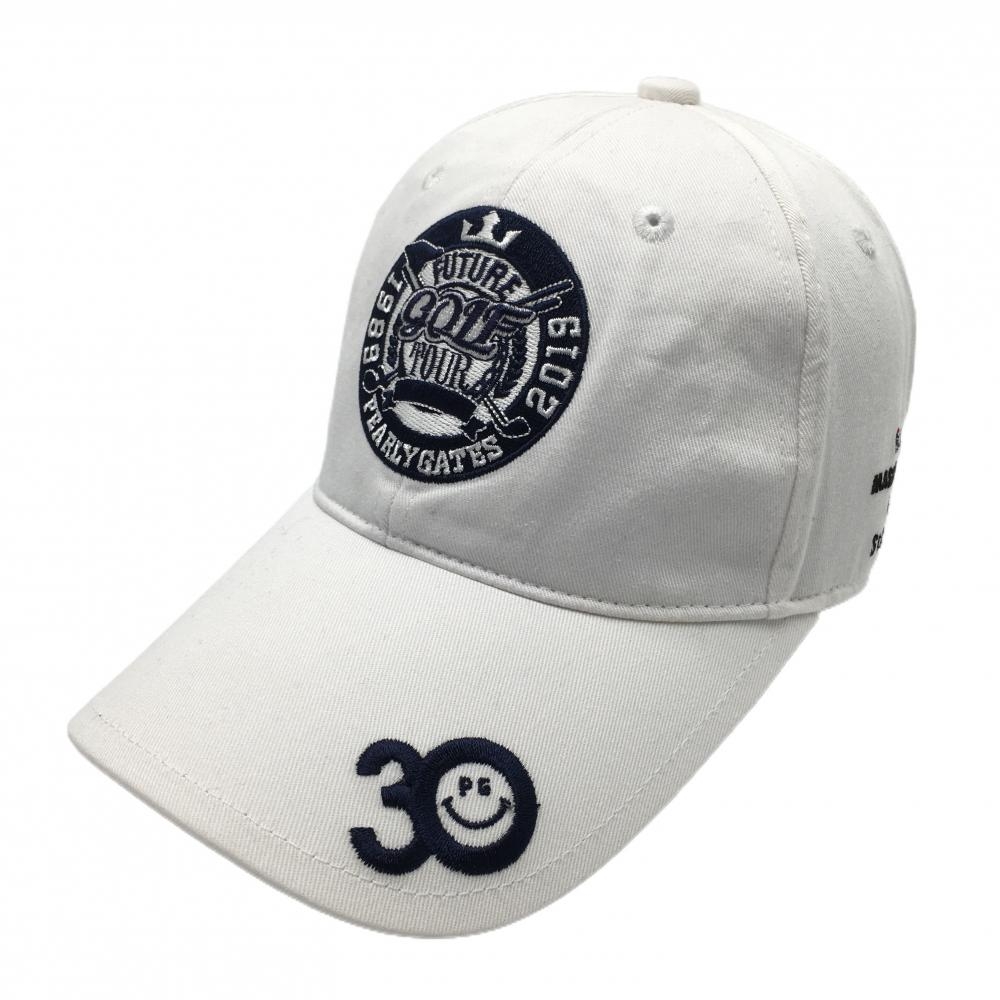 パーリーゲイツ キャップ 白×ネイビー 30周年 PGニコちゃん  FR  ゴルフウェア PEARLY GATES