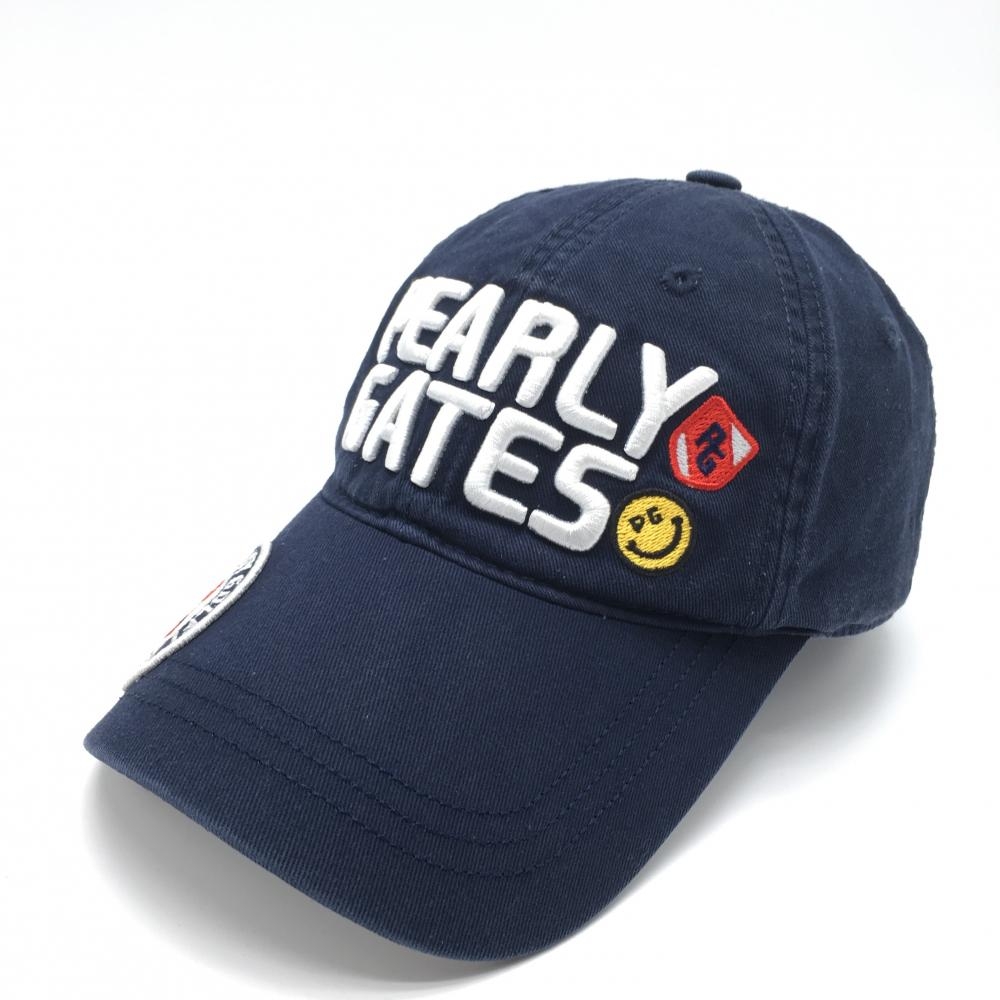 パーリーゲイツ キャップ ネイビー×白 PGニコちゃん  FR  ゴルフウェア PEARLY GATES