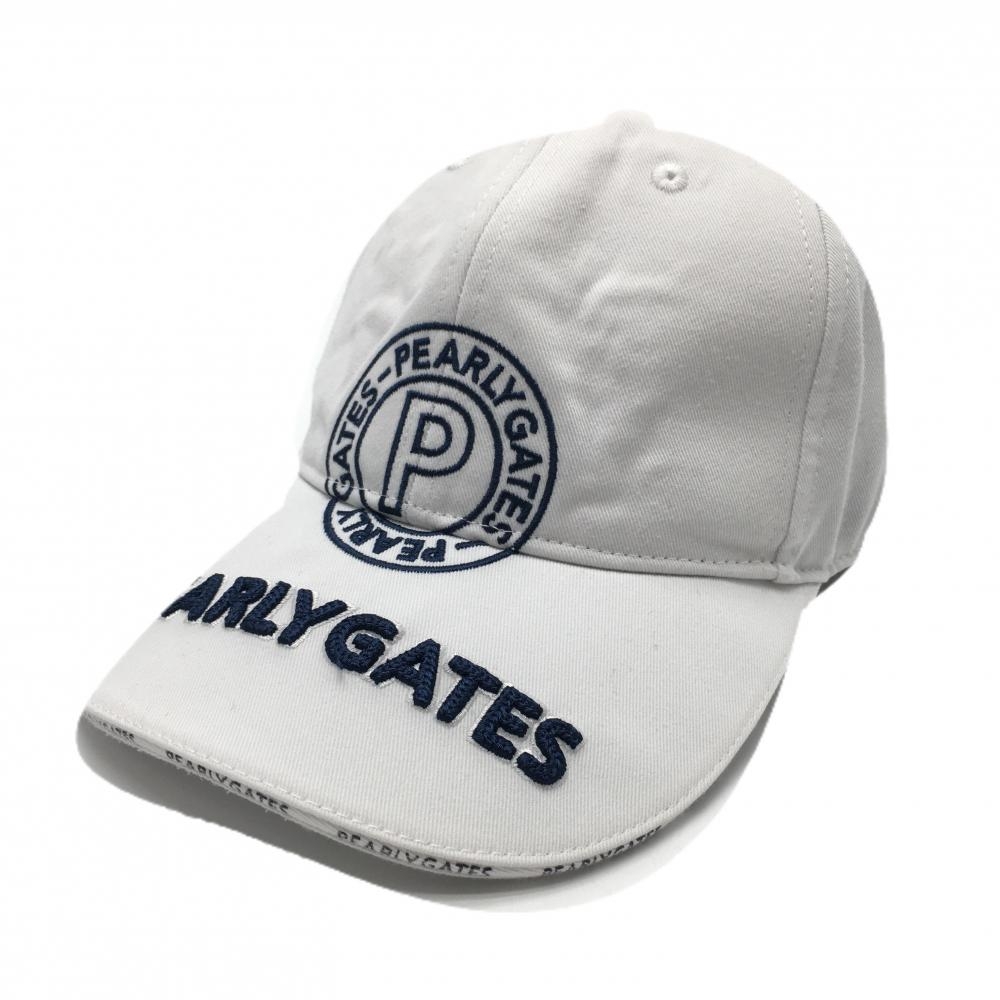 パーリーゲイツ キャップ 白×ネイビー つばロゴ刺しゅう  FR  ゴルフウェア PEARLY GATES