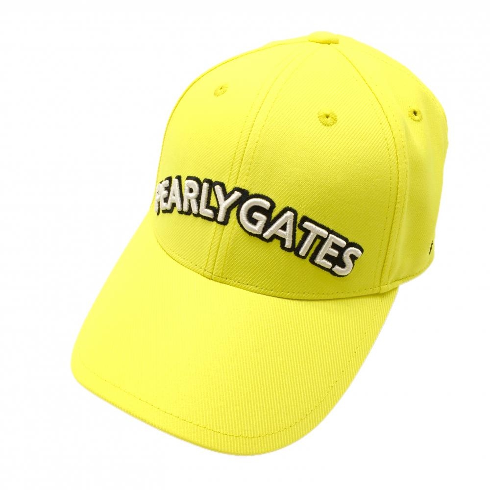 【美品】パーリーゲイツ キャップ イエロー×白×ネイビー 立体ロゴ刺しゅう 汗取りパッド付 FR  ゴルフウェア 2023年モデル PEARLY GATES