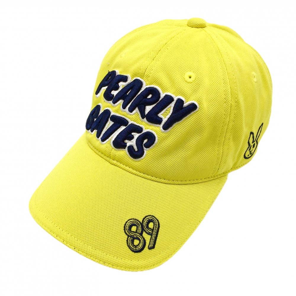 【美品】パーリーゲイツ キャップ イエロー系×ネイビー ロゴ刺しゅう  FR   ゴルフウェア PEARLY GATES