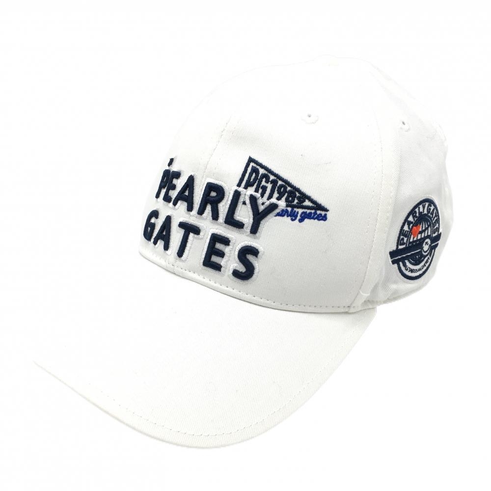 【美品】パーリーゲイツ キャップ 白 ロゴ刺しゅう 汗取りパッド付  FR   ゴルフウェア PEARLY GATES