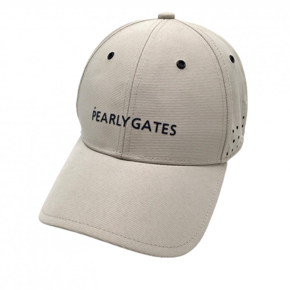 【美品】パーリーゲイツ キャップ ベージュ系×ダークネイビー フロントロゴ FR   ゴルフウェア PEARLY GATES