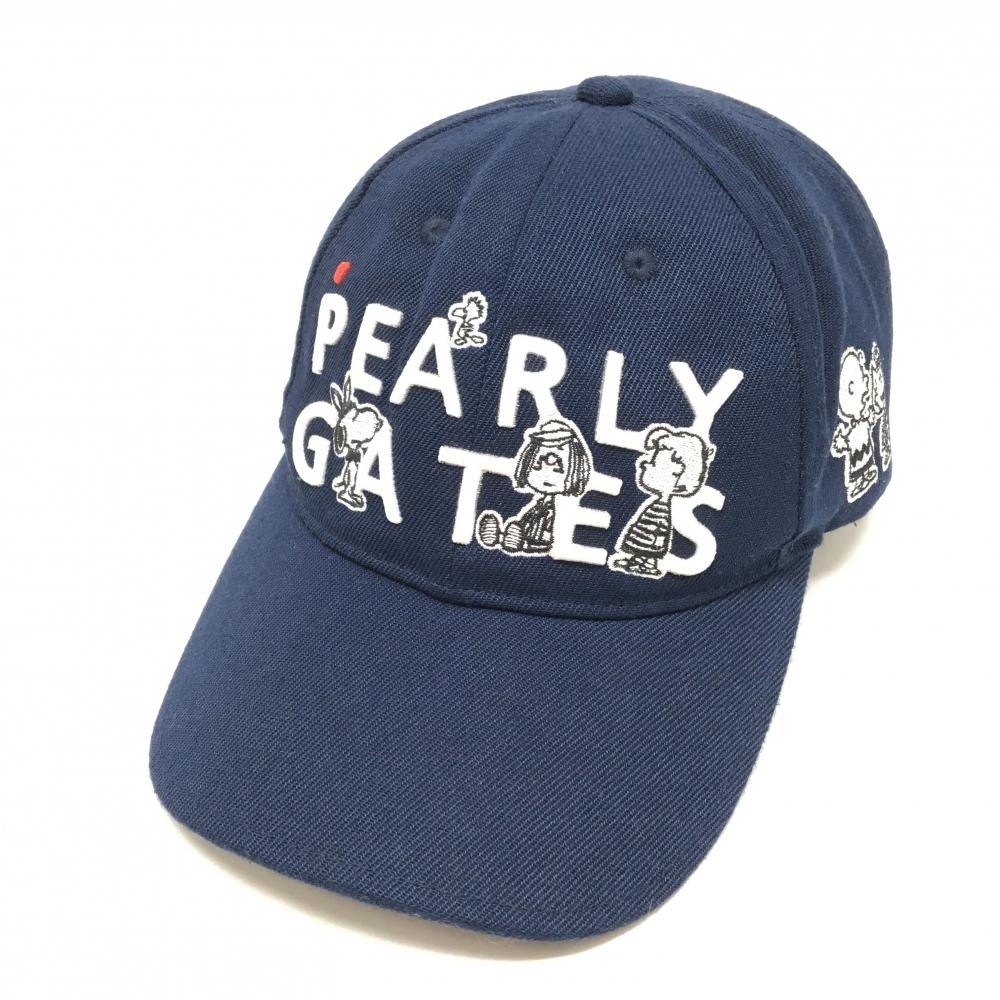 【美品】パーリーゲイツ×PEANUTS キャップ ネイビー×白 スヌーピー  FR   ゴルフウェア PEARLY GATES