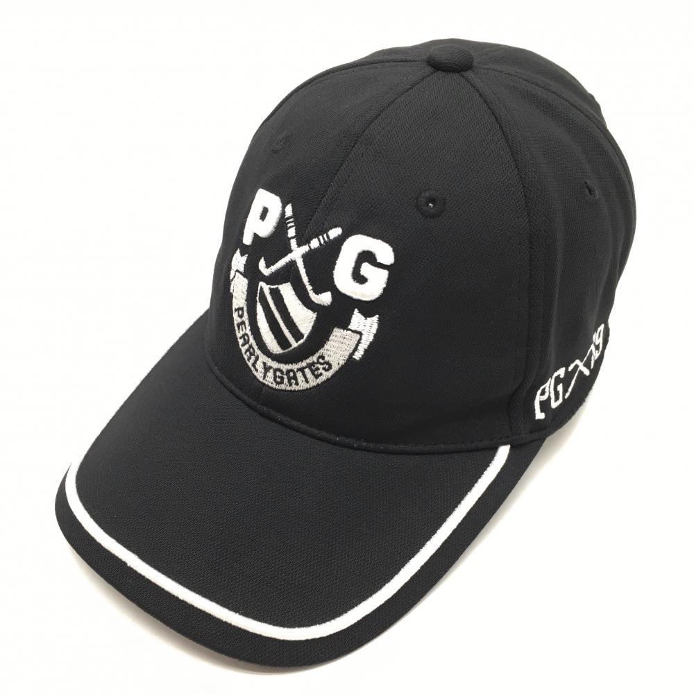 【美品】パーリーゲイツ キャップ 黒×白 ロゴ刺しゅう FR   ゴルフウェア PEARLY GATES
