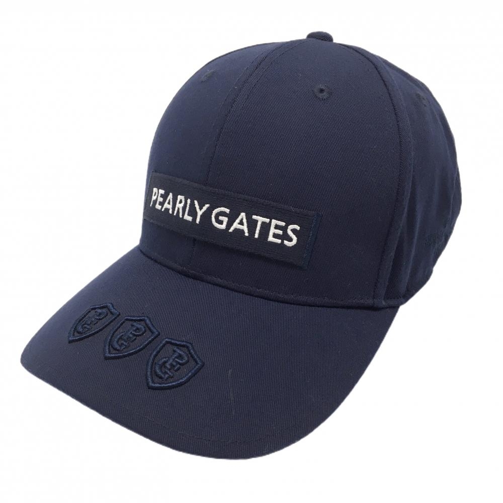 【超美品】パーリーゲイツ キャップ ネイビー×白 ロゴ刺しゅう FR   ゴルフウェア PEARLY GATES