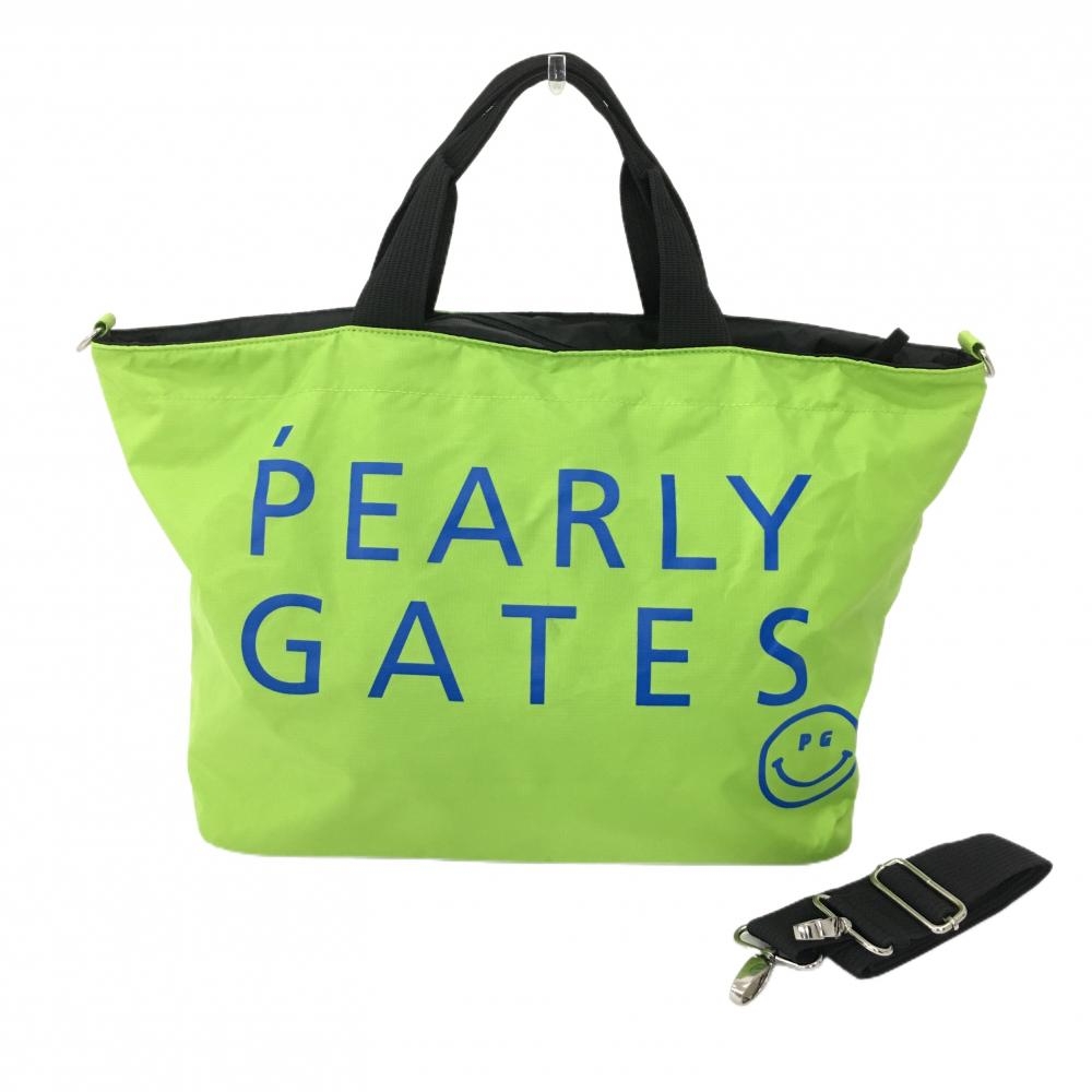 【美品】パーリーゲイツ 2WAYロッカーバッグ ライトグリーン×ブルー ニコちゃん トートバッグ スマイルゴルフ PEARLY GATES
