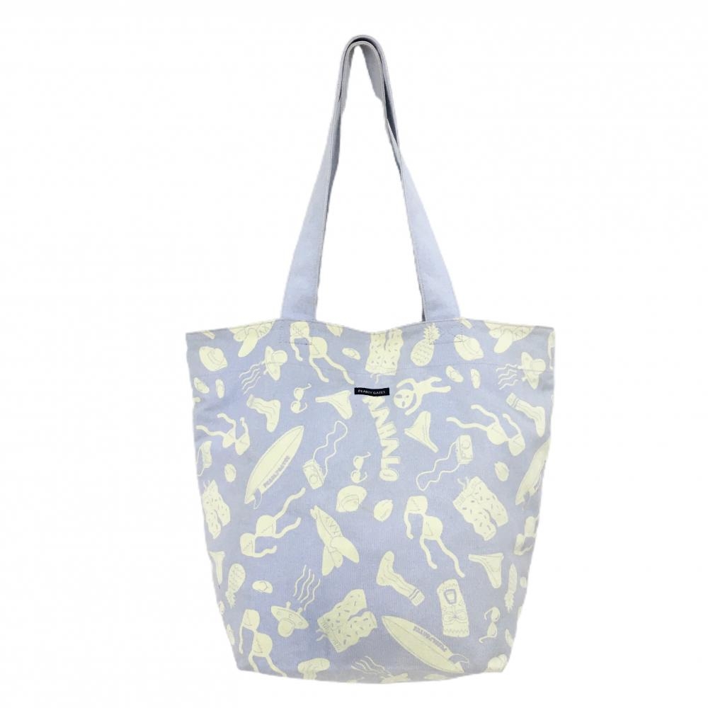 パーリーゲイツ ビッグトートバッグ ライトブルー系×アイボリー 総柄 宇宙人 内ポケット付ゴルフ PEARLY GATES