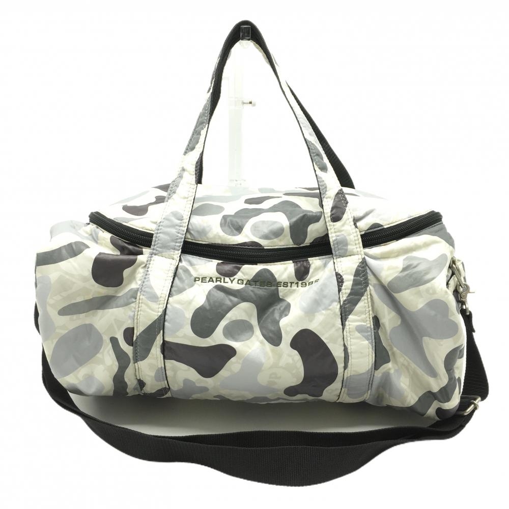 パーリーゲイツ ボストンバッグ ライトグレー×グレー 総柄 ショルダーストラップ付 ロッカーバッグ ゴルフ PEARLY GATES