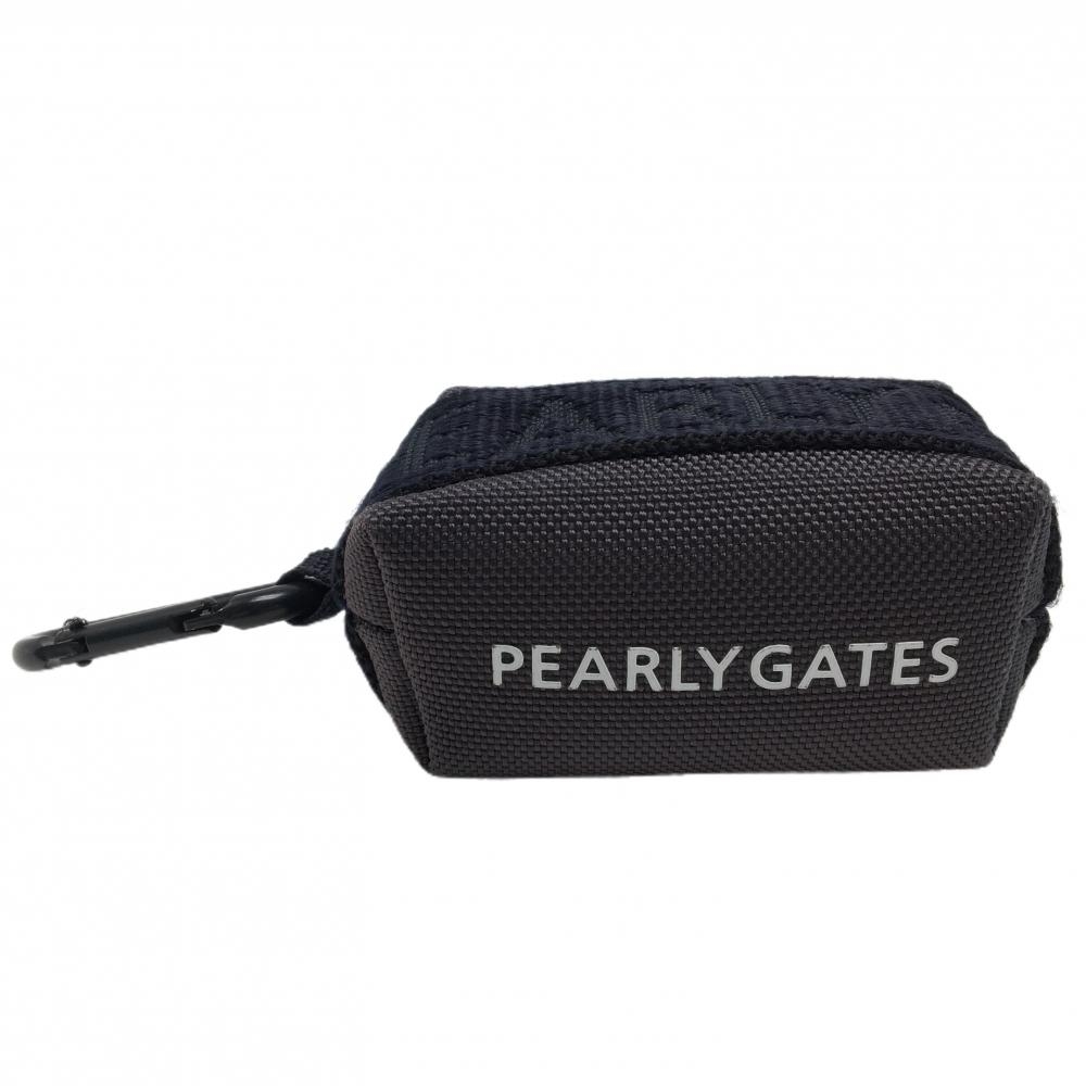パーリーゲイツ ボールケース グレー×ネイビー  ロゴプリント カラビナ付ゴルフ PEARLY GATES