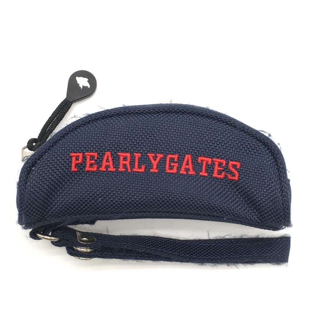 パーリーゲイツ ボールケース ネイビー×レッド ロゴ刺しゅう ポーチ ゴルフ PEARLY GATES