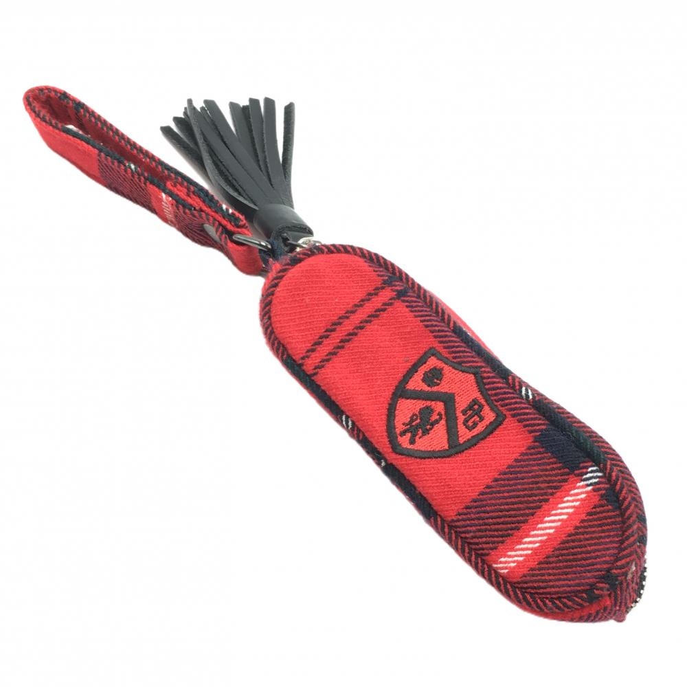 【美品】パーリーゲイツ ボールケース レッド×ネイビー チェック  ゴルフ PEARLY GATES