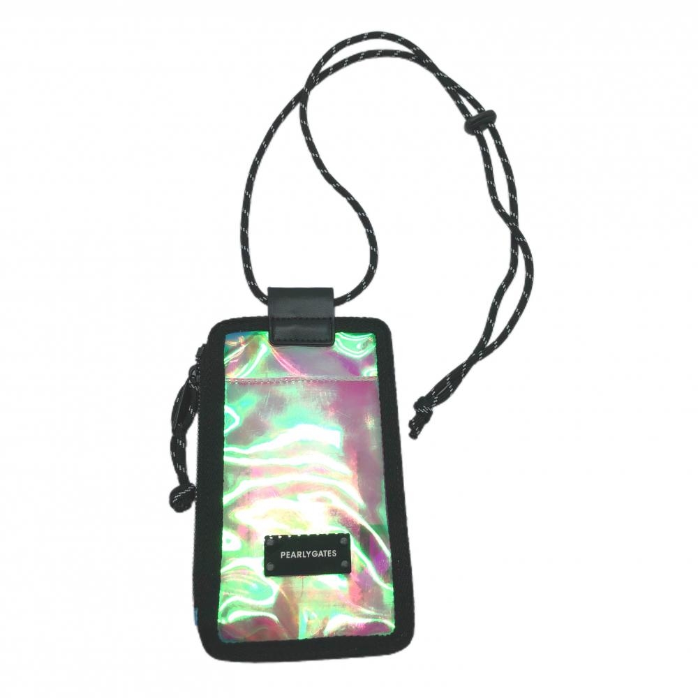 パーリーゲイツ マルチケース 黒×マルチカラー ロゴ ポーチ ゴルフ PEARLY GATES