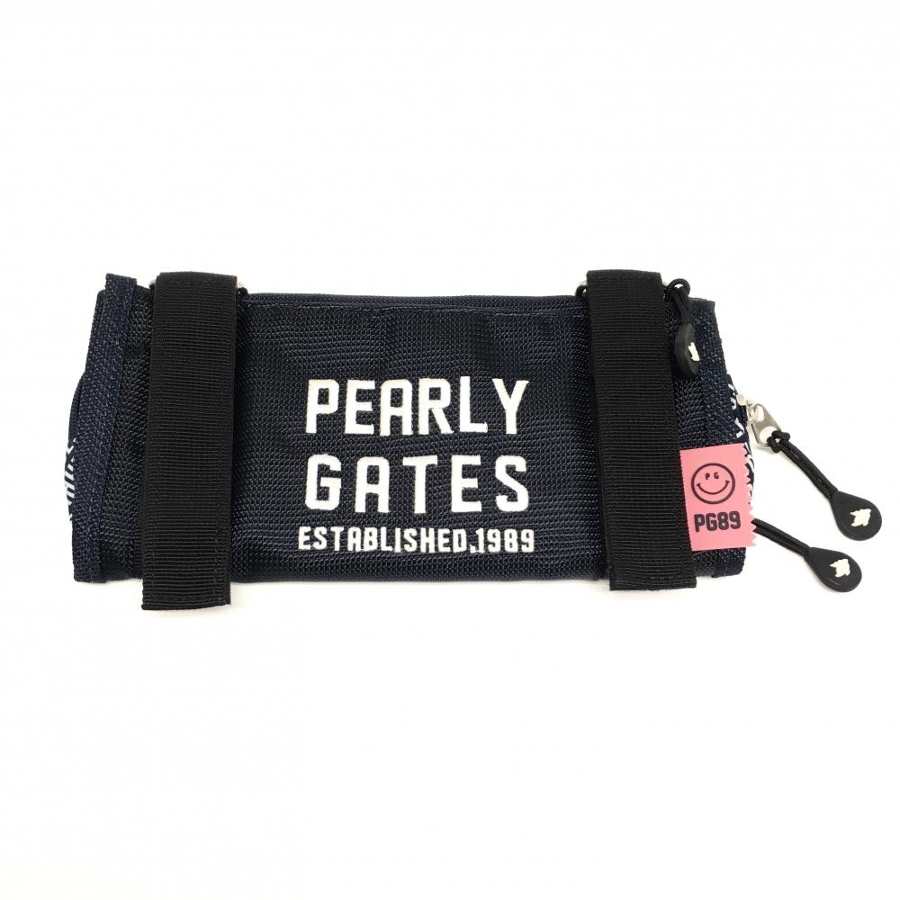 パーリーゲイツ マルチポーチ ネイビー×白 内側総柄 小物入れ ニコちゃん スマイル ゴルフ PEARLY GATES