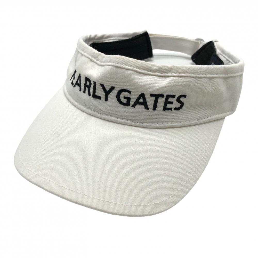 【美品】パーリーゲイツ サンバイザー 白×黒 コットン100％ ロゴ刺しゅう FR  ゴルフウェア PEARLY GATES