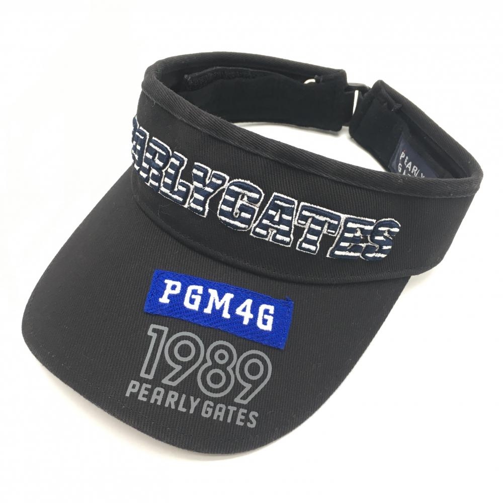 【超美品】パーリーゲイツ サンバイザー 黒 立体ロゴ刺しゅう FR  ゴルフウェア PEARLY GATES