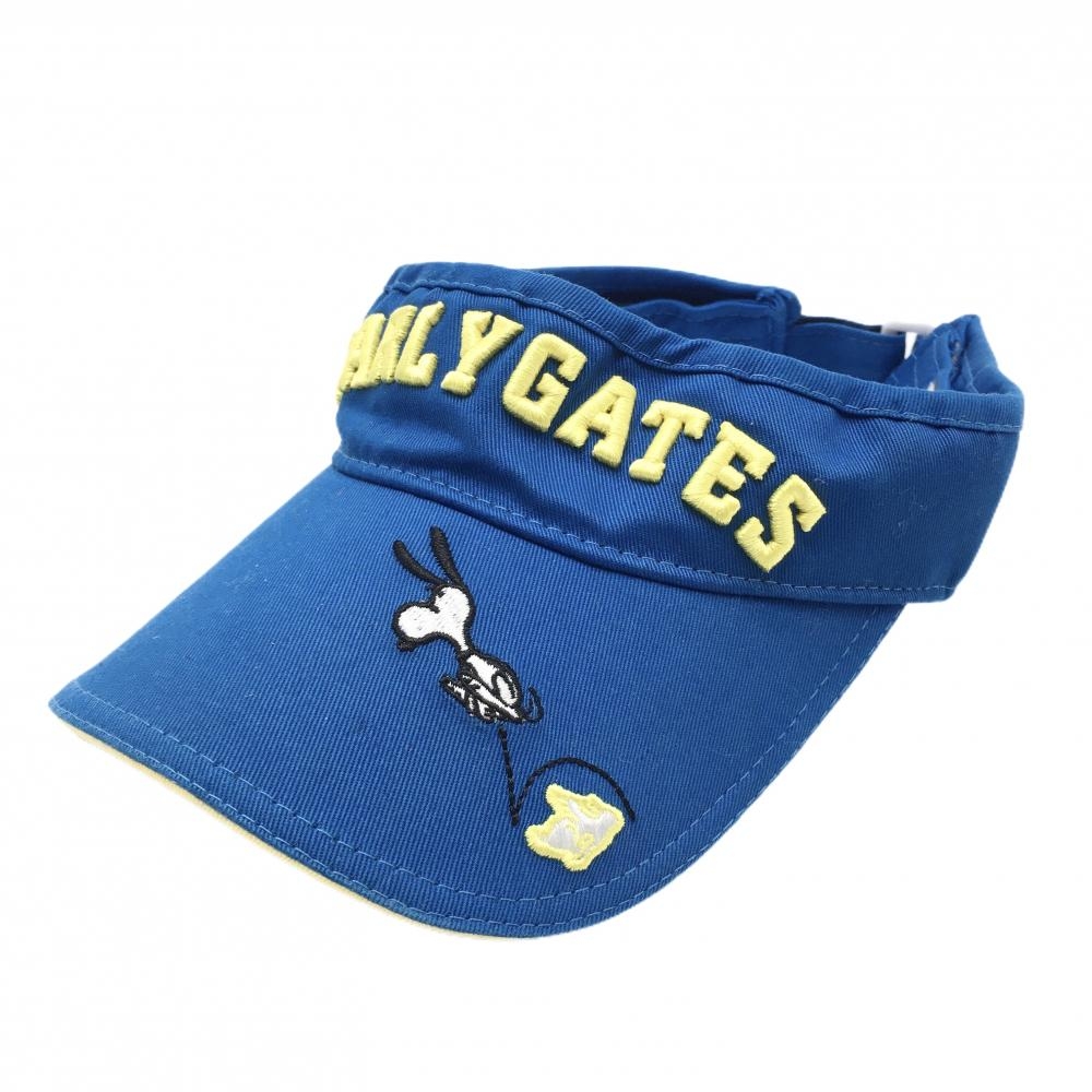 パーリーゲイツ×PEANUTS サンバイザー ブルー×イエロー スヌーピー コットン100％  FR  ゴルフウェア PEARLY GATES