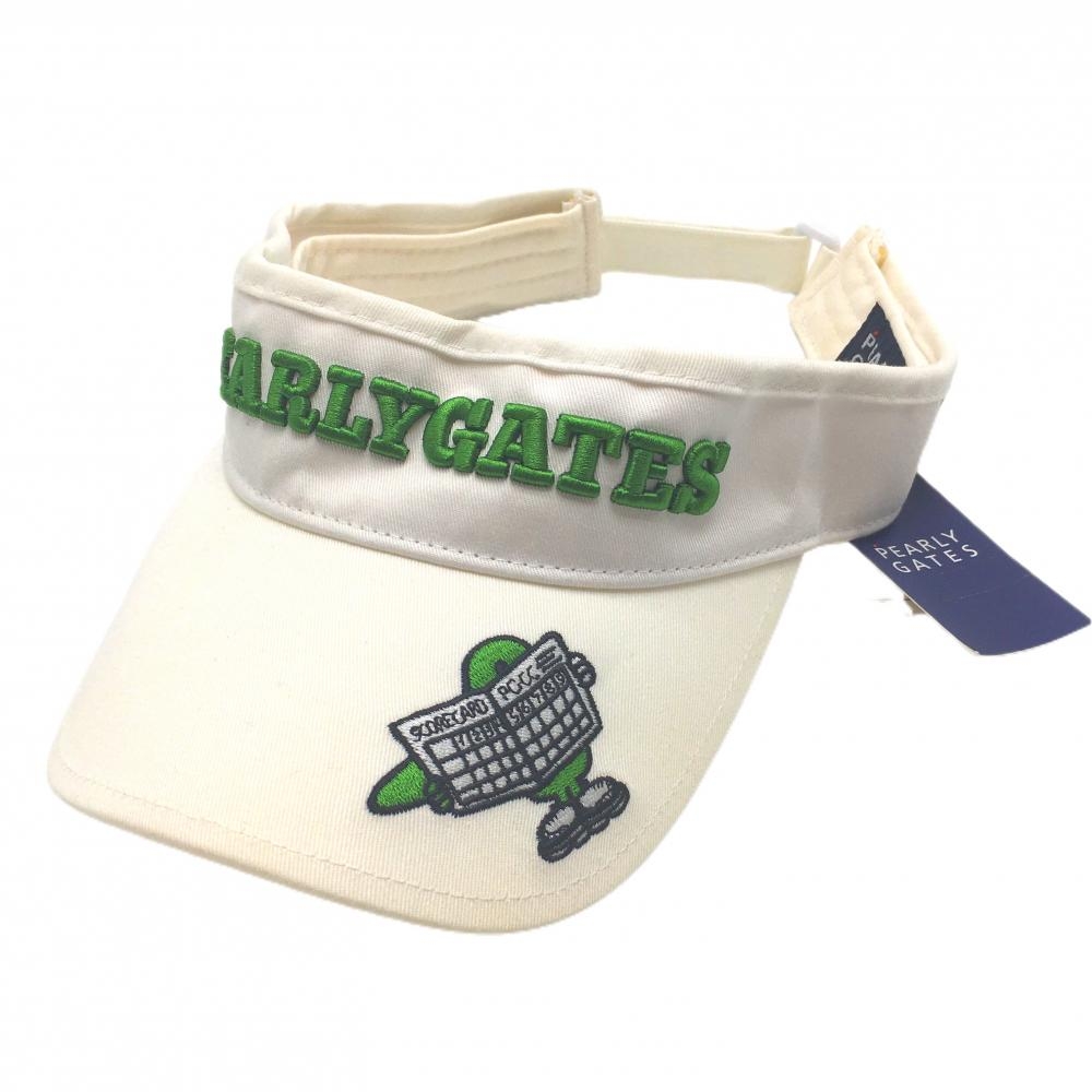 【新品】パーリーゲイツ サンバイザー 白×グリーン サンリオ MR.MEN LITTLE MISS FR  ゴルフウェア PEARLY GATES