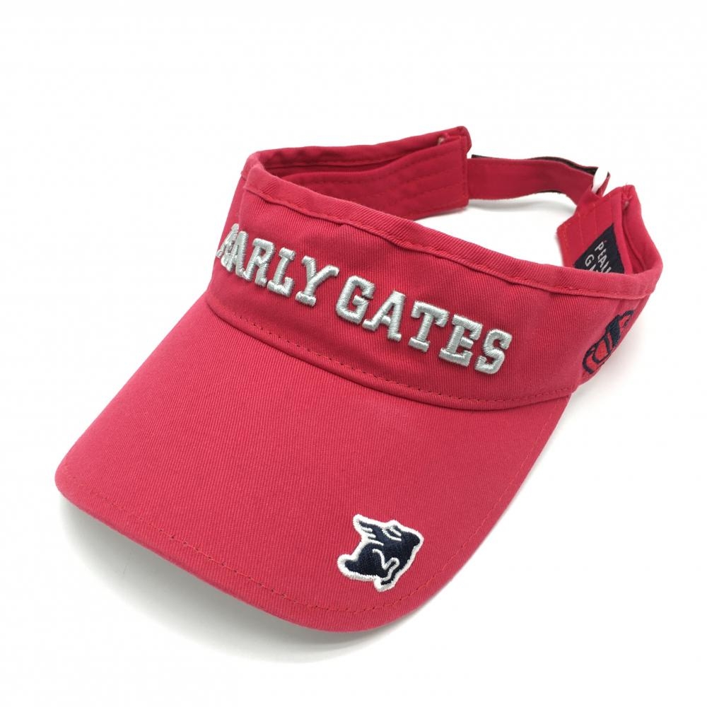 パーリーゲイツ サンバイザー レッド×グレー 立体ロゴ刺しゅう FR  ゴルフウェア PEARLY GATES