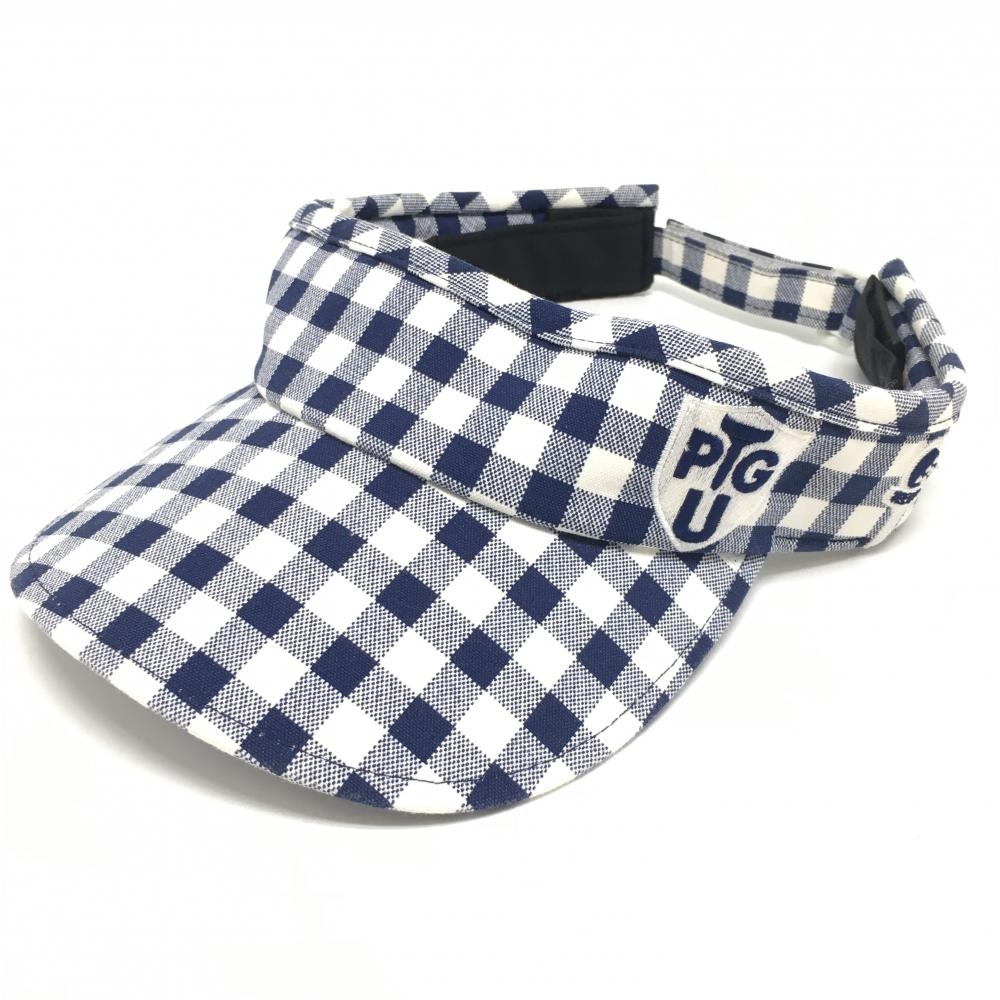 パーリーゲイツ サンバイザー ネイビー×白 ギンガムチェック FR  ゴルフウェア PEARLY GATES