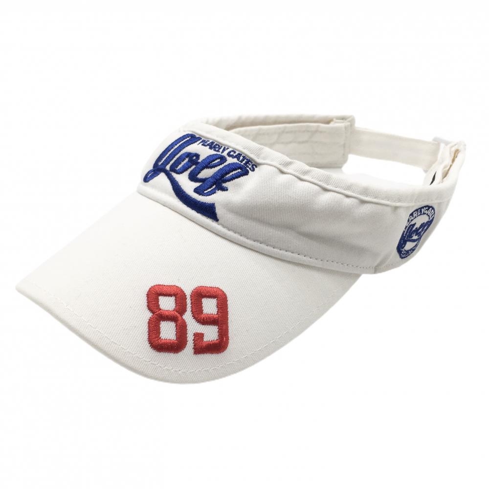 パーリーゲイツ サンバイザー 白×ブルー ロゴ刺しゅう  FR  ゴルフウェア PEARLY GATES