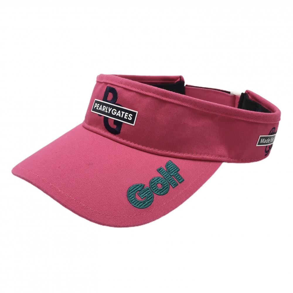 【超美品】パーリーゲイツ サンバイザー ピンク×ネイビー つば刺しゅう FR  ゴルフウェア PEARLY GATES