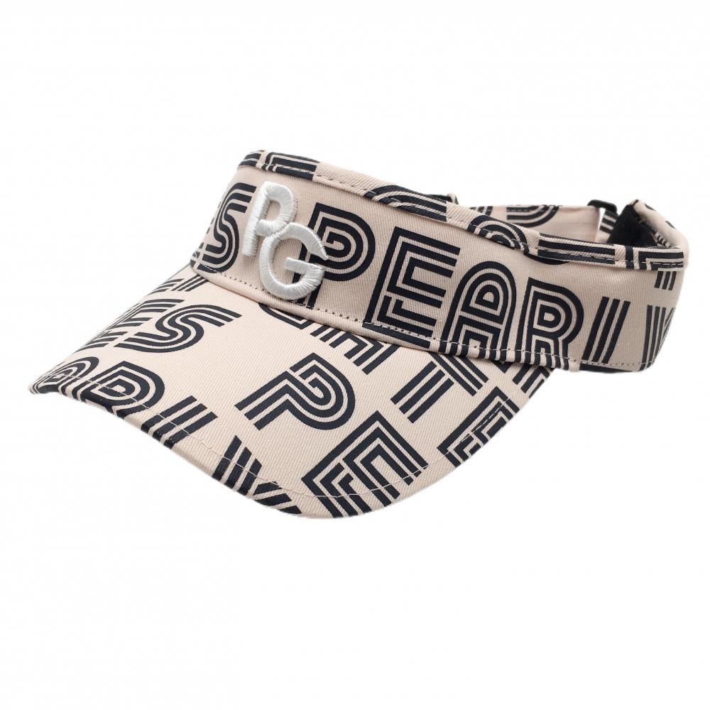 【超美品】パーリーゲイツ サンバイザー ピンク×黒 ロゴ総柄  FR  ゴルフウェア PEARLY GATES