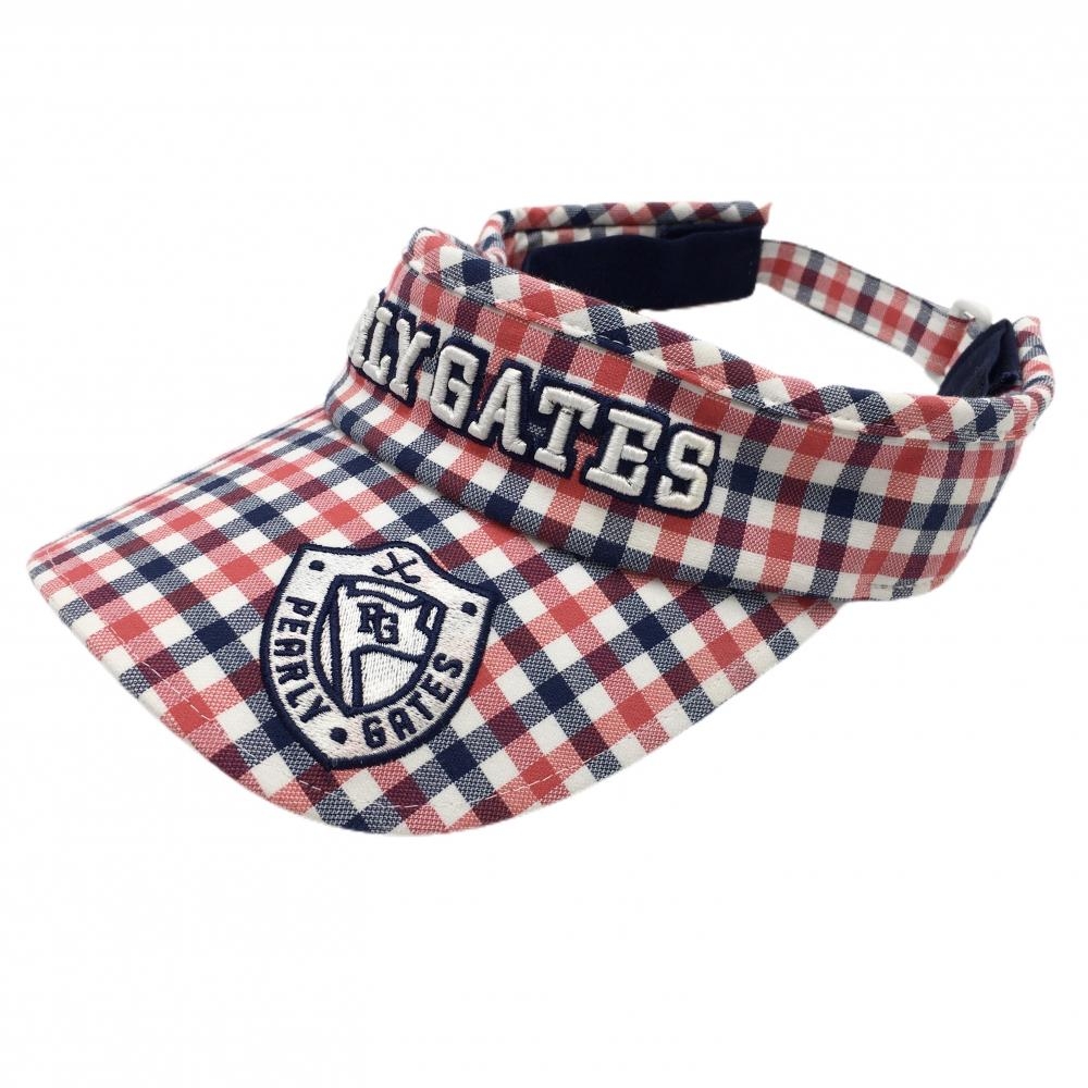 パーリーゲイツ サンバイザー レッド×ネイビー チェック FR  ゴルフウェア PEARLY GATES