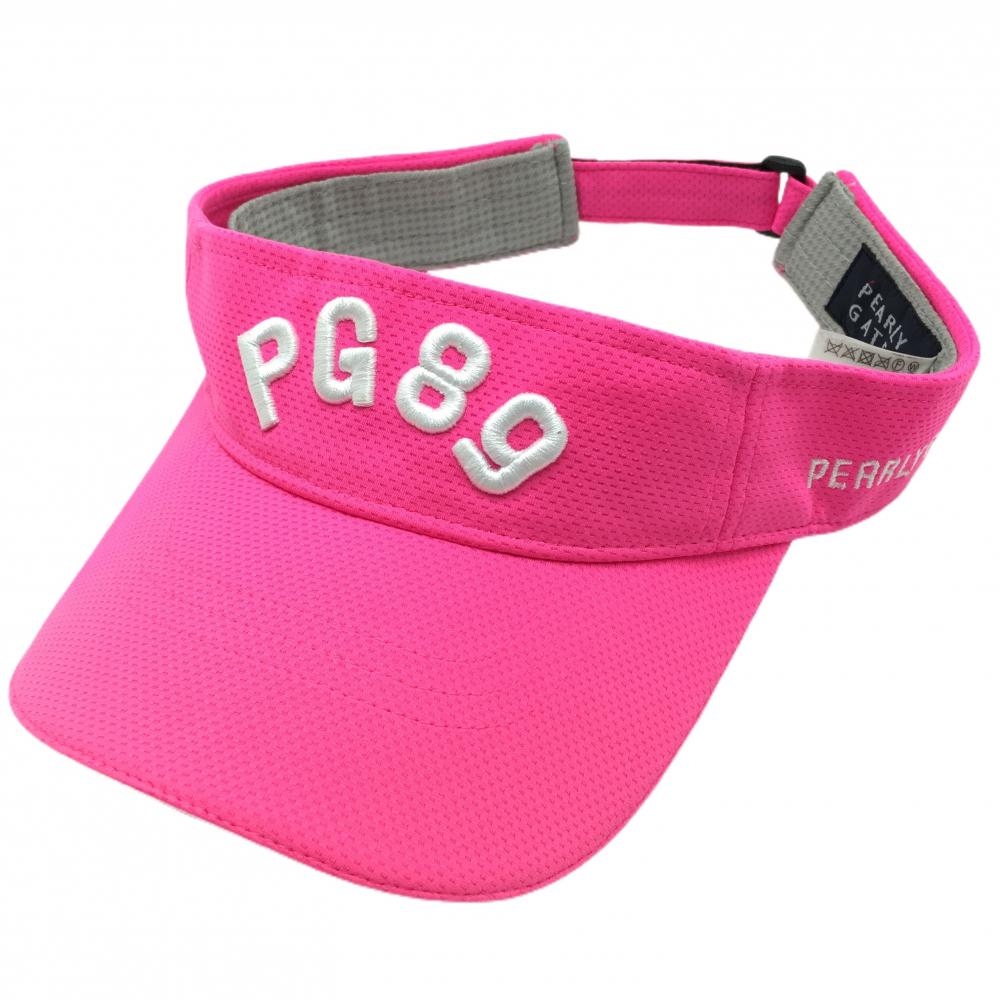 パーリーゲイツ サンバイザー ピンク×白 ロゴ刺しゅう つば汚れ FR  ゴルフウェア PEARLY GATES