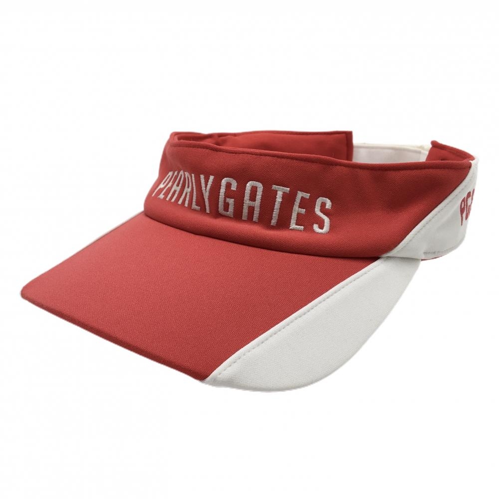 パーリーゲイツ サンバイザー レッド×白 ロゴ刺しゅう M  ゴルフウェア PEARLY GATES