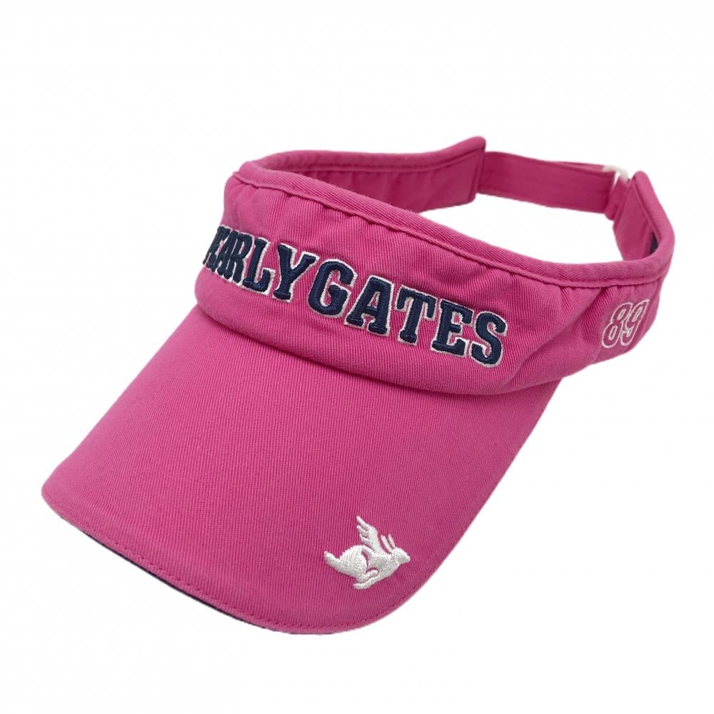 パーリーゲイツ サンバイザー ピンク×ネイビー 立体ロゴ刺しゅう M  ゴルフウェア PEARLY GATES