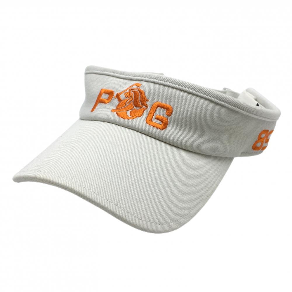 【美品】パーリーゲイツ サンバイザー 白×オレンジ ロゴ刺しゅう  FR   ゴルフウェア PEARLY GATES