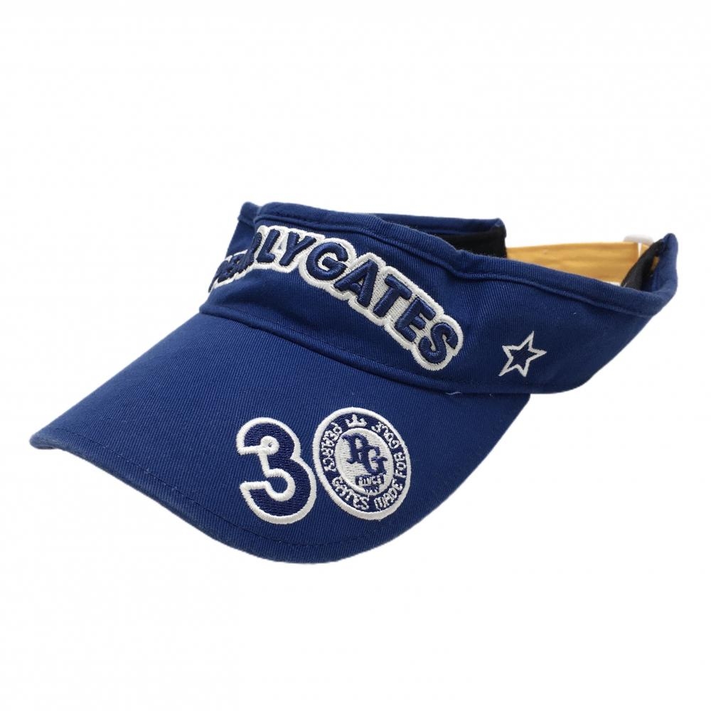 パーリーゲイツ サンバイザー ブルー×白 立体ロゴ 30周年 FR   ゴルフウェア PEARLY GATES