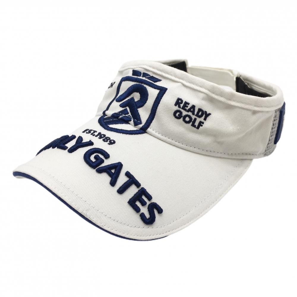 【美品】パーリーゲイツ サンバイザー 白×ネイビー 立体ロゴ  FR   ゴルフウェア PEARLY GATES