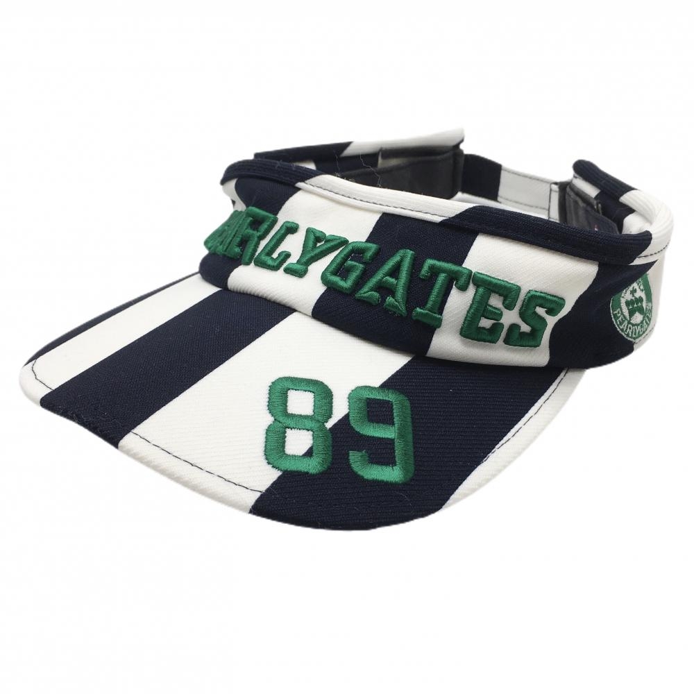 パーリーゲイツ サンバイザー 白×ネイビー ロゴ刺しゅう FR   ゴルフウェア PEARLY GATES