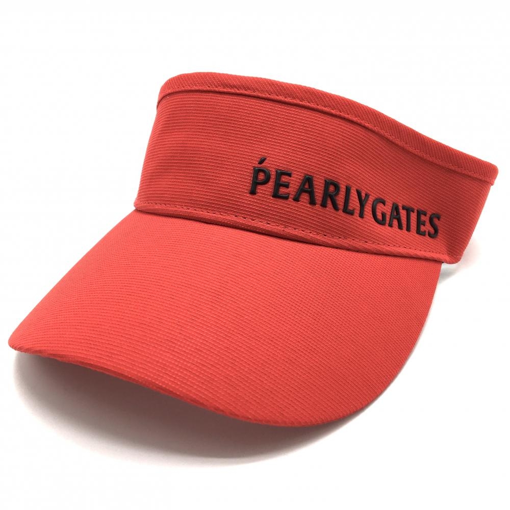 【超美品】パーリーゲイツ サンバイザー レッド ロゴ黒 つば裏ハート刺しゅう  FR   ゴルフウェア PEARLY GATES