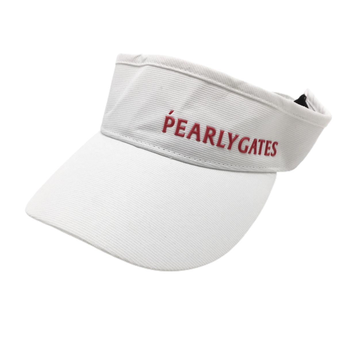 【美品】パーリーゲイツ サンバイザー 白 ロゴレッド つば裏ハート刺しゅう  FR   ゴルフウェア PEARLY GATES