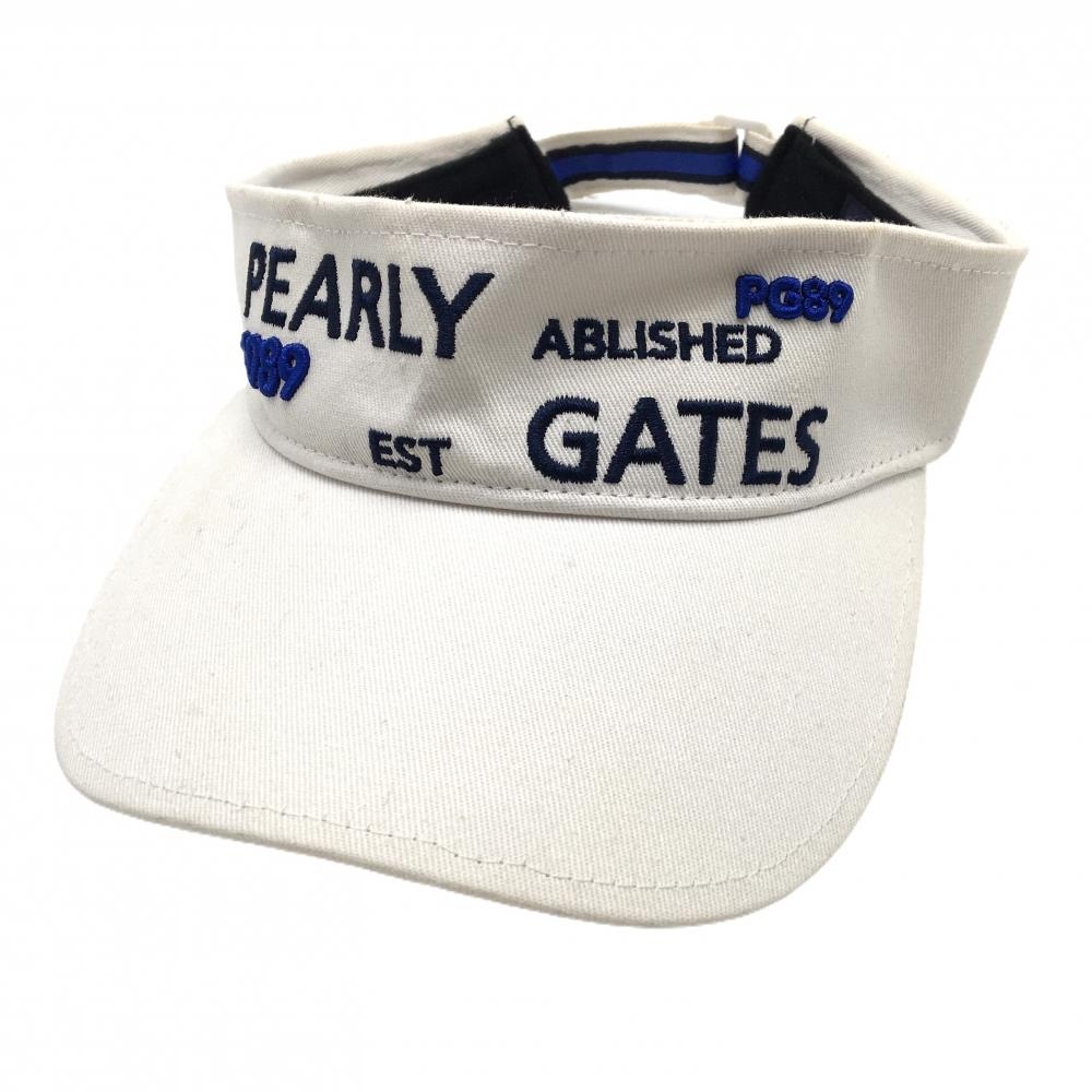 パーリーゲイツ サンバイザー 白×ネイビー ロゴ刺しゅう FR   ゴルフウェア PEARLY GATES