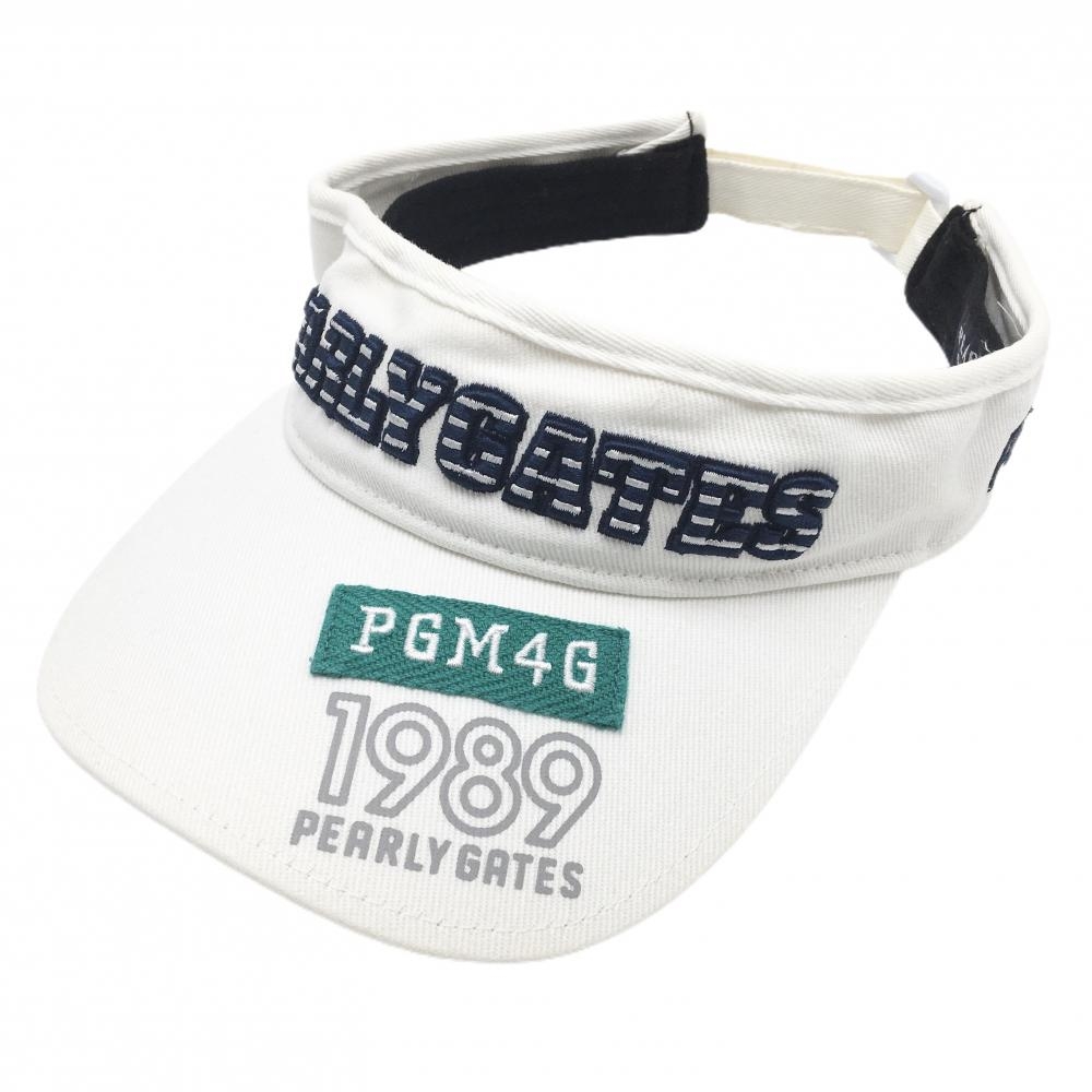 パーリーゲイツ サンバイザー 白×ネイビー 立体ロゴ 汗取りパッド付 FR   ゴルフウェア PEARLY GATES