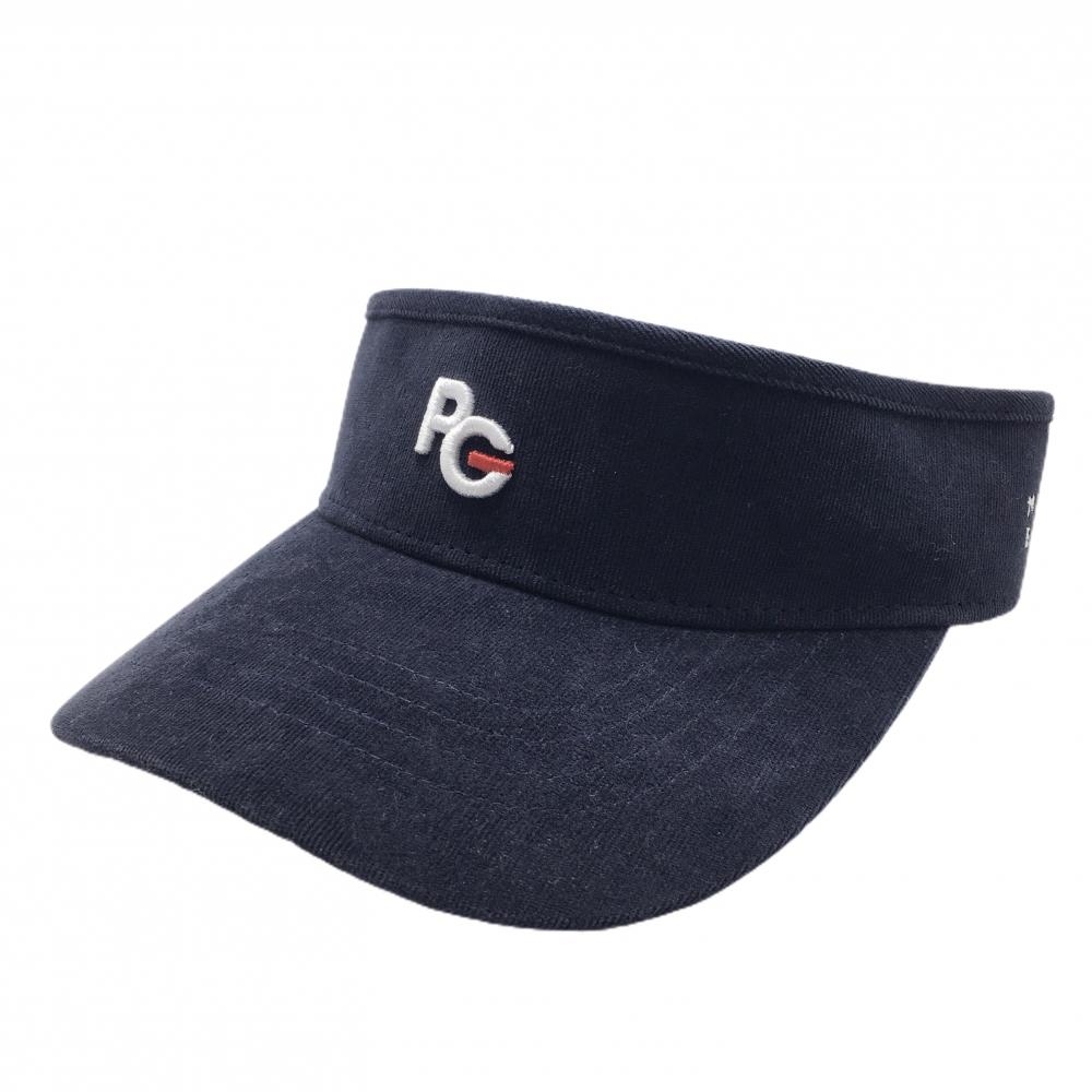 【美品】パーリーゲイツ サンバイザー ネイビー×白 コーデュロイ 立体ロゴ刺しゅう FR   ゴルフウェア PEARLY GATES